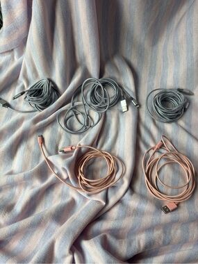 Amazon Pink/Gray USB to lightening charging Cables - Braided and Silicone
